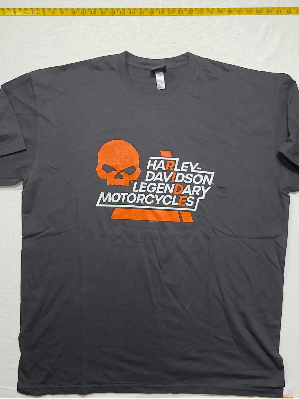 Harley-Davidson Black Short-Sleeve Tee with Orange Skull Graphic